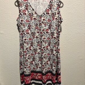 Floral Sleeveless Dress - Pink and Black